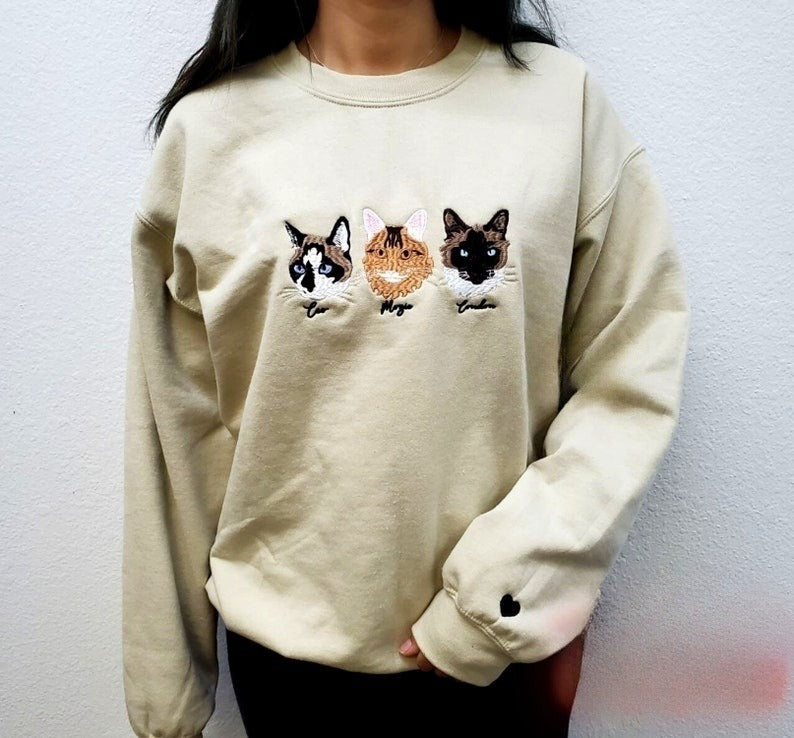Personalized Embroidered Custom Cat Face with photo Sweatshirt il_794xN.4726788440_zw0g.jpg?v=1743397353