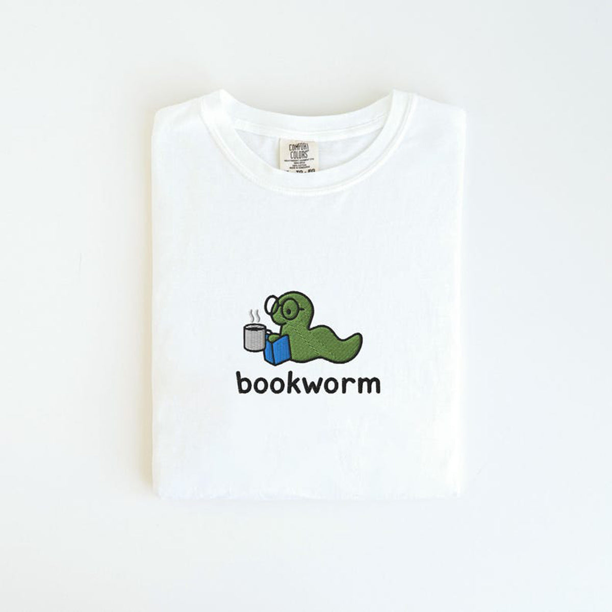 Bookworm Embroidered Tee, Cute Shirt for Readers, Book Lover Gift, Bookish Shirt, Aesthetic Bookworm T-Shirt-Hoodie-Sweatshirt, Reading Shirt