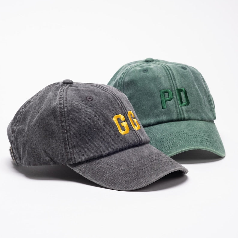 Custom Embroidered Cap - Unisex Personalised Vintage Washed Out Cotton Dad Style Hat with Initials - One Size - Gift for Him or Her il_794xN.4751153983_nswx.jpg