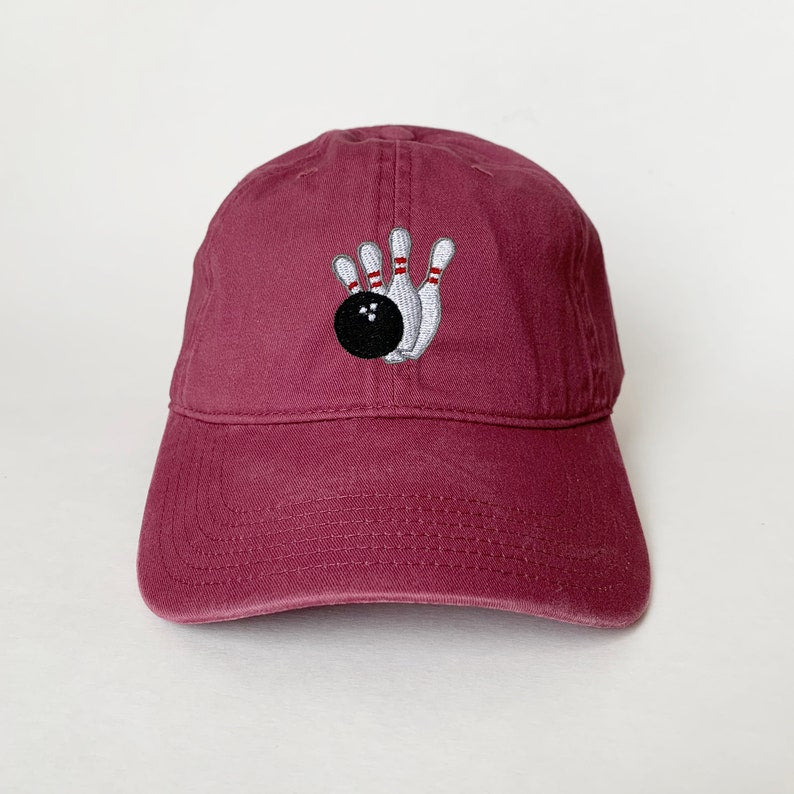 Bowling Embroidered Dad Hat Vintage Baseball Cap, Fun Sports Hat for Bowlers, Bowling Team Gift, Unisex Casual Embroidery Cap