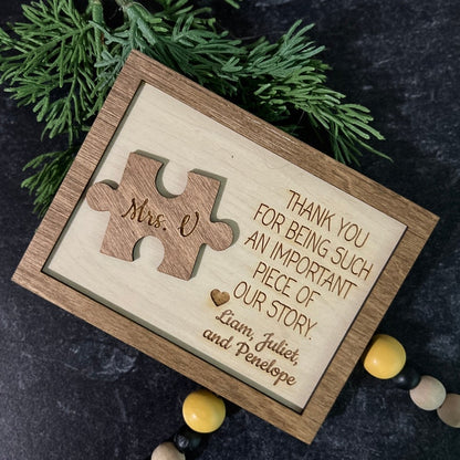 Thank You For Being An Important Piece Of My Story, Thank You Teacher Plaque, Personalized Teacher Sign, Teacher Apperication Gift, il_794xN.4816503390_c2tp.jpg