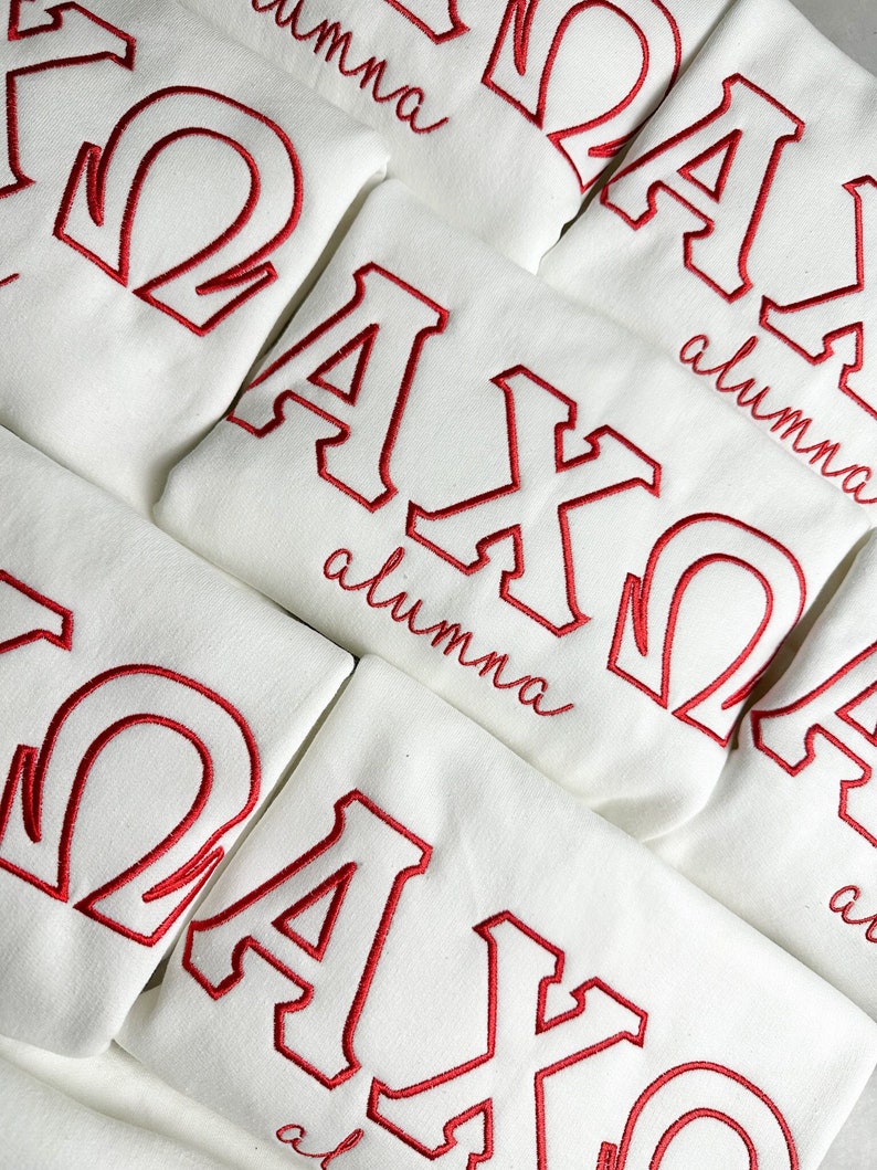 CUSTOMIZABLE Outline Stitched Sorority Crewneck and Hoodie | Big Little Family Letter Stitched Sweatshirts | Big and Little Gift