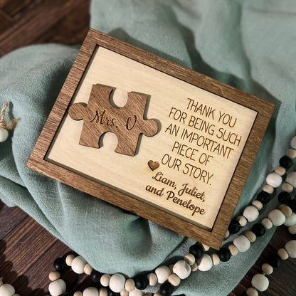 Thank You For Being An Important Piece Of My Story, Thank You Teacher Plaque, Personalized Teacher Sign, Teacher Apperication Gift, il_794xN.4864771501_6xxk.jpg