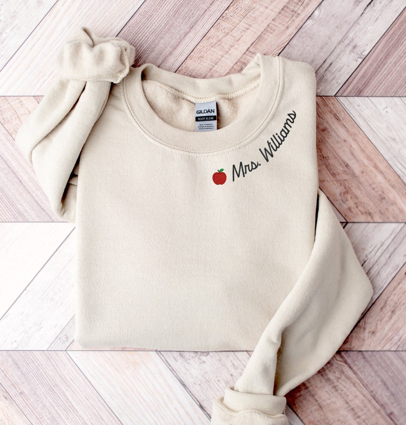 Custom Sweatshirt with Mrs. Embroidered name on neckline. Teacher gifts to show teacher appreciation il_794xN.4867022365_8plx_f6445abd-cebd-4b63-9bbc-d100268562a6.jpg?v=1743397366