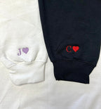 Custom Embroidered Initial Heart Sweatshirt, Initial on Sleeve, Couple Shirt, Anniversary, Couple's Shirt, Custom Embroidered Hoodie. il_794xN.4870904498_bhez.jpg