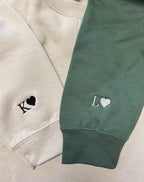 Custom Embroidered Initial Heart Sweatshirt, Initial on Sleeve, Couple Shirt, Anniversary, Couple's Shirt, Custom Embroidered Hoodie. il_794xN.4870917012_p73q.jpg
