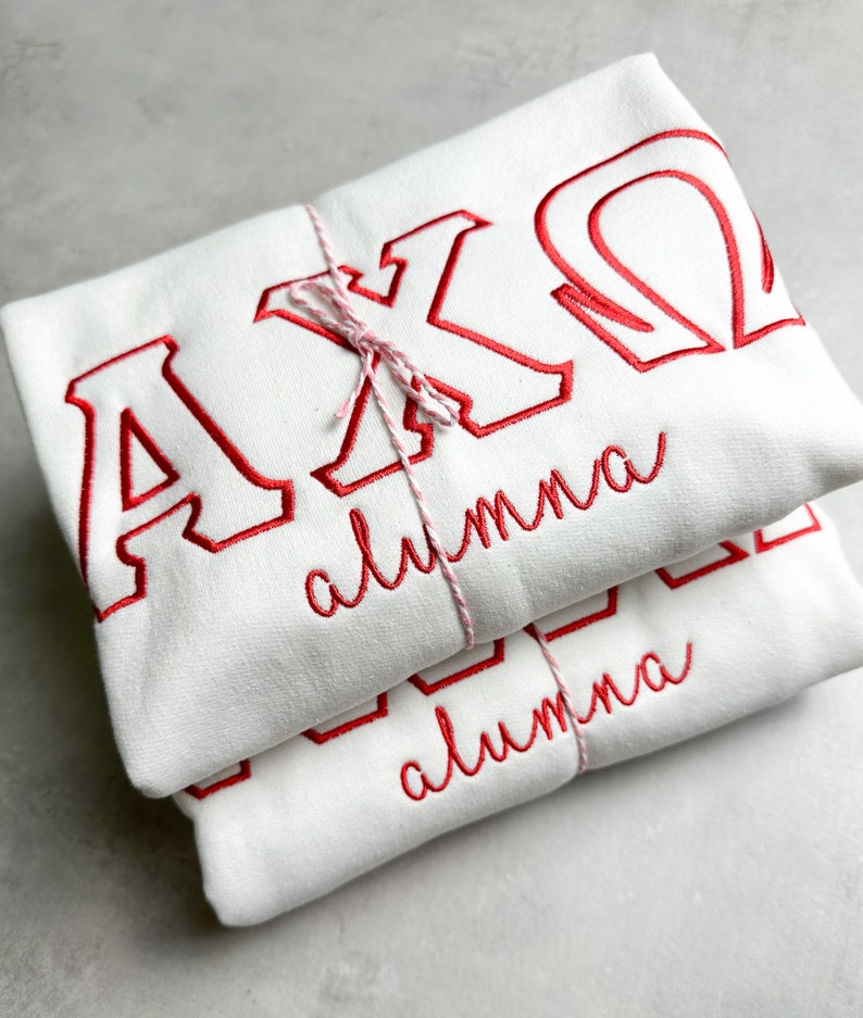 CUSTOMIZABLE Outline Stitched Sorority Crewneck and Hoodie | Big Little Family Letter Stitched Sweatshirts | Big and Little Gift