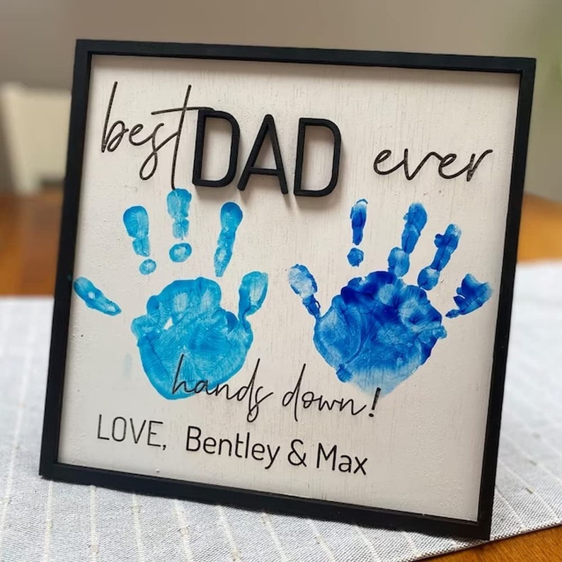 Custom Father's Day Gift, Handprint Kid, Best Dad Ever, Hands Down Sign, DIY Handprint Sign, Perfect Present for Dad, Papa, Daddy, Grandpa il_794xN.4929361210_5dow.jpg
