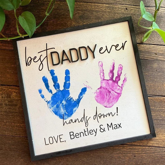 Custom Father's Day Gift, Handprint Kid, Best Dad Ever, Hands Down Sign, DIY Handprint Sign, Perfect Present for Dad, Papa, Daddy, Grandpa il_794xN.4929362488_3n4l.jpg
