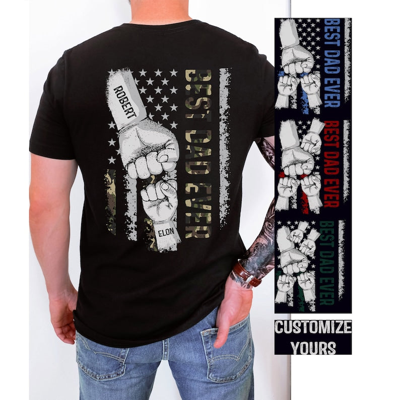 Personalized Dad Raised Fist Bump T-Shirt, Custom Kid Names Gift For Daddy, Best Dad Ever Shirt, Dad Kids Matching Tshirt, Father's Day Gift il_794xN.4930206086_2eub.jpg