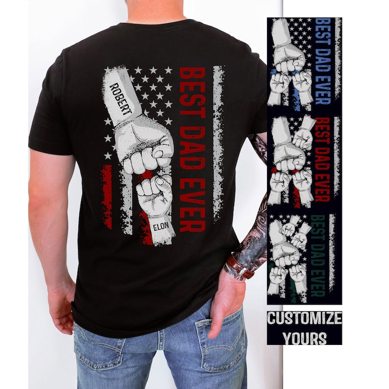 Personalized Dad Raised Fist Bump T-Shirt, Custom Kid Names Gift For Daddy, Best Dad Ever Shirt, Dad Kids Matching Tshirt, Father's Day Gift il_794xN.4930206668_set2.jpg