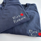 Comfort Colors Custom Embroidered Teacher Name Embroidered Short Sleeve Shirt - School Colors - Teacher Gift - Teacher Appreciation - Apple