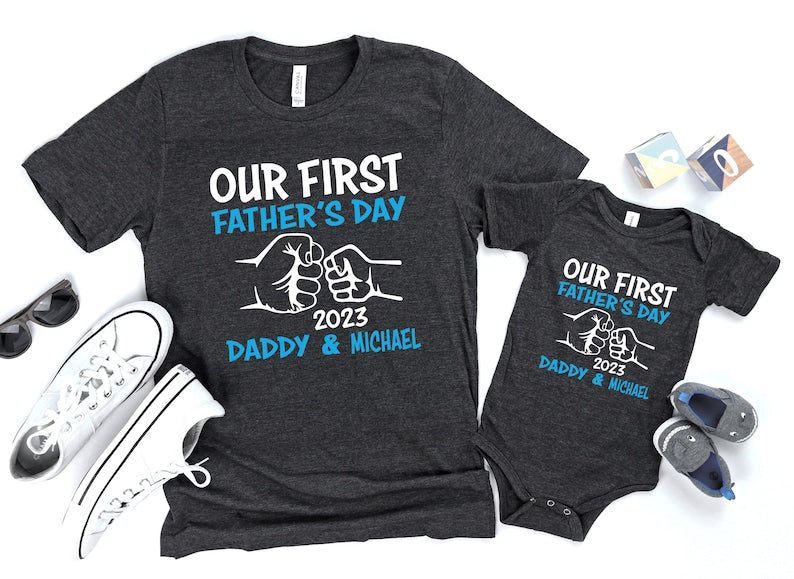 Personalized Father's Day Shirt, Our First Father's Day, Custom Father's Day Matching Shirt, Father & Daughter, Father & Son il_794xN.4943441235_lgk1.jpg