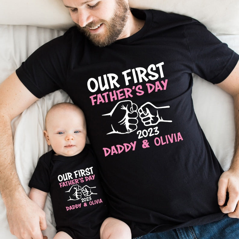 Personalized Father's Day Shirt, Our First Father's Day, Custom Father's Day Matching Shirt, Father & Daughter, Father & Son il_794xN.4943443729_acok.jpg