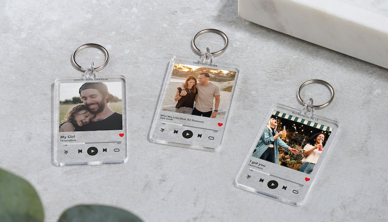Personalised Music Photo Keyring, Keychain Gift with Photo and Message for Birthday, Anniversary, Valentines, Christmas Gift, Music Gift il_794xN.4963651774_7uj9.jpg