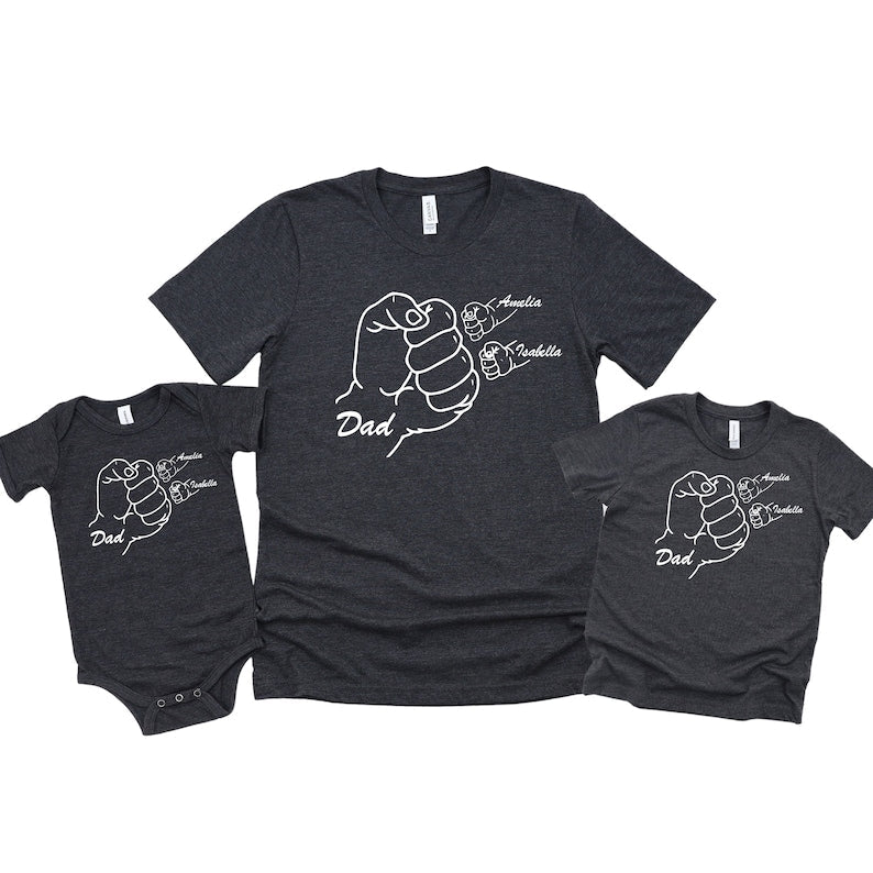 Fist Bump Custom Name Shirt For Daddy and Children, Matching Father-Son Dad-Daughther Shirt il_794xN.4987607357_ef5z.jpg