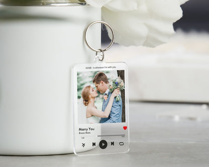 Personalised Music Photo Keyring, Keychain Gift with Photo and Message for Birthday, Anniversary, Valentines, Christmas Gift, Music Gift il_794xN.5011918255_uryl.jpg