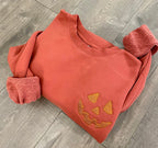 Halloween Pumpkin Face Crewneck Sweatshirt, Embroidered Jackolantern Pullover, Tonal Spooky Season Sweater, Trendy Fall Apparel, Unisex il_794xN.5077197338_1qtw.jpg