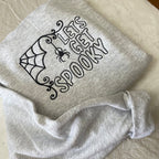 Let s Get Spooky Halloween Sweatshirt Cozy Embroidered Spider Web and Pumpkin Inspired Fall Pullover, Cute Spooky Season Sweater for Women & Men