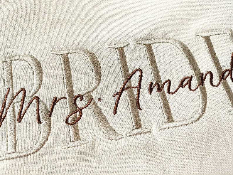 Personalized Embroidered Bride Sweatshirt, Custom Last Name Sweatshirt, Engagement Sweatshirt, Engagement Sweatshirt, Couple Gift for Friend