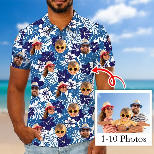 Personalized Hawaiian Polo Shirt with Face, Custom Photo/Logo Polo Shirt for Men, Custom Face Shirt, Custom Short Sleeve, Gift for Dad il_794xN.5133673031_7on5.jpg