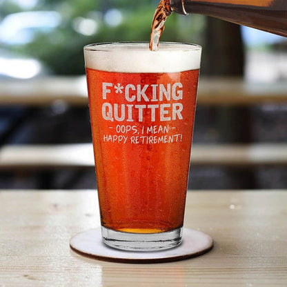 Quitter Oops, I Mean Happy Retirement! Engraved Beer Pint Glass Personalized Beer Glass Retirement Gift il_794xN.5144414078_cgum.jpg