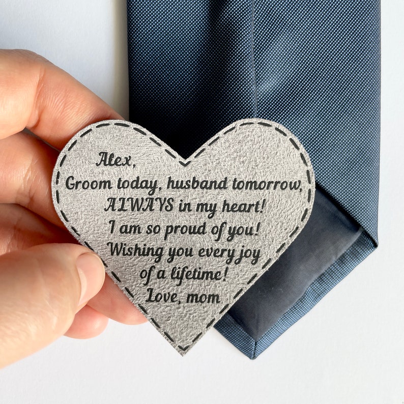 Son's Wedding Day Gift From Mother To Groom On His Wedding Personalized Tie Patch il_794xN.5149967021_pvx6.jpg