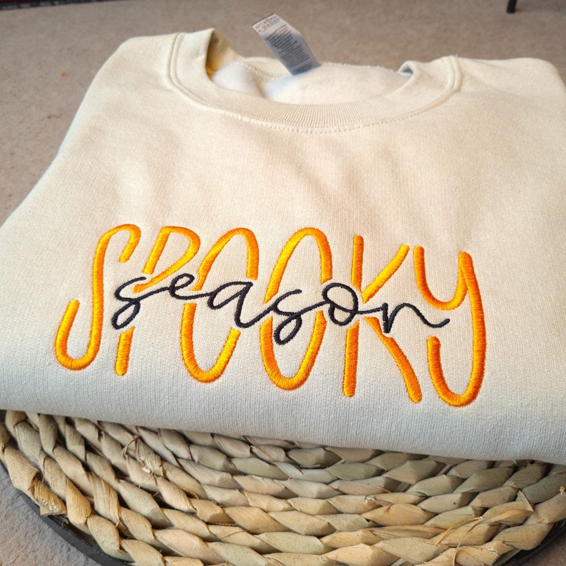 Spooky Season Embroidered Sweatshirt, Halloween Sweatshirt, Trendy Autumn Sweatshirt, Fall Crewneck, Halloween Embroidery, Gift for her il_794xN.5161753472_8g70.jpg?v=1743403098