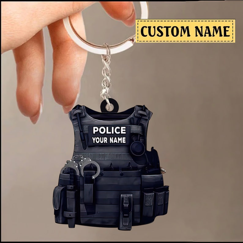 Personalized Police Bulletproof Vest Keychain Gift For Police, Police Uniform Ornament Keychain il_794xN.5162924520_2ne5.jpg
