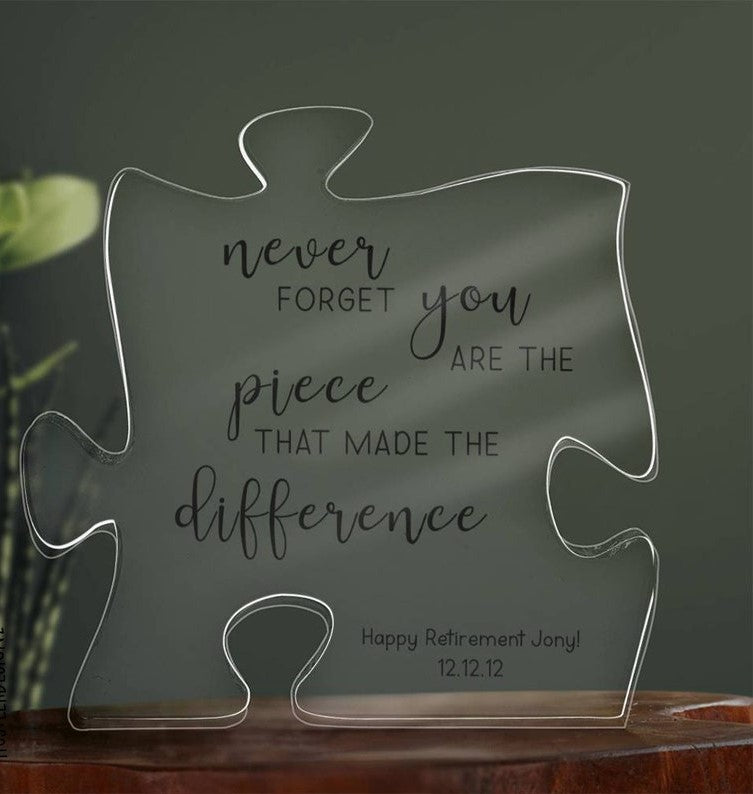 Custom Retirement Gift, Never Forget You Are The Piece That Made The Difference Acrylic Plaque, Colleague Boss Coworker Leaving Gifts il_794xN.5168448727_ng95.jpg