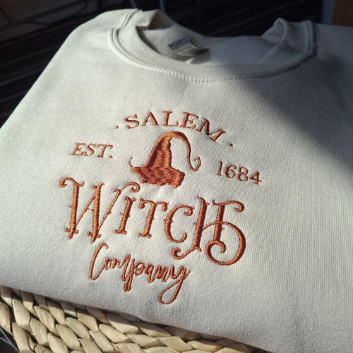 Embroidered Sweatshirt, Halloween Embroidered Crewneck, Salem Witch Sweatshirt, Spooky Season Crewneck, Vintage Salem Witch Hoodie