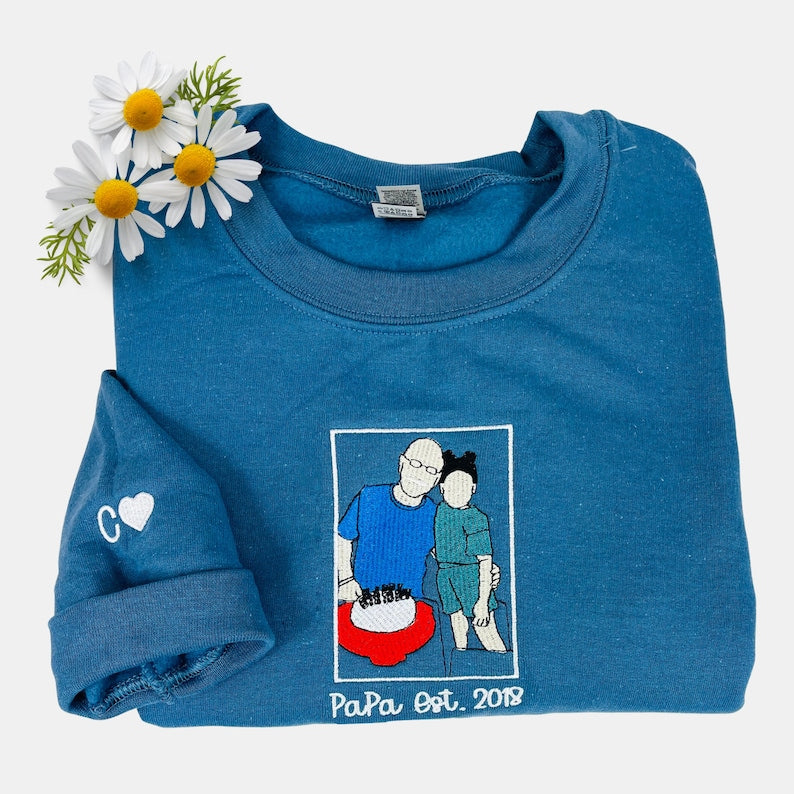 Custom Photo on Hoodie Embroidered Sleeve, Personalized Dad Portrait Hoodie from Your Photo, Funny Dad hoodies, Unique Father's Day Gifts il_794xN.5204698721_8bjn.jpg