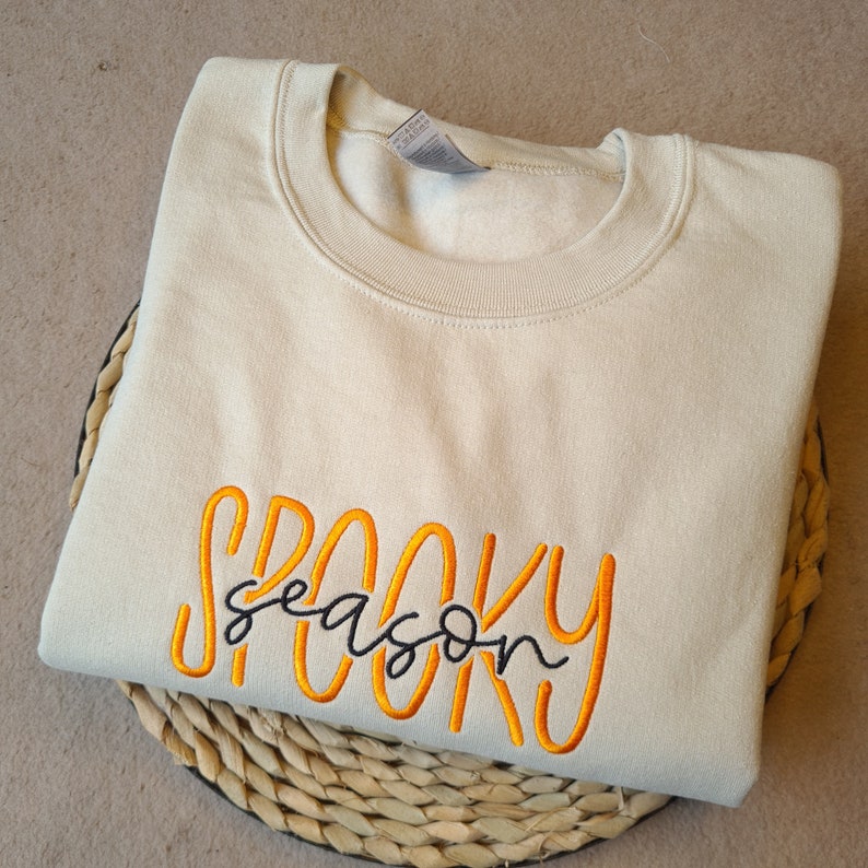 Spooky Season Embroidered Sweatshirt, Halloween Sweatshirt, Trendy Autumn Sweatshirt, Fall Crewneck, Halloween Embroidery, Gift for her il_794xN.5206745209_bqi6.jpg?v=1743403097
