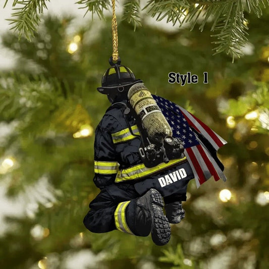 Personalized Firefighter and Fire Extinguisher Christmas Ornament for Fireman, US Flag Firefighter Ornament, Custom Acrylic Car Ornament il_794xN.5213311366_cqpg.jpg