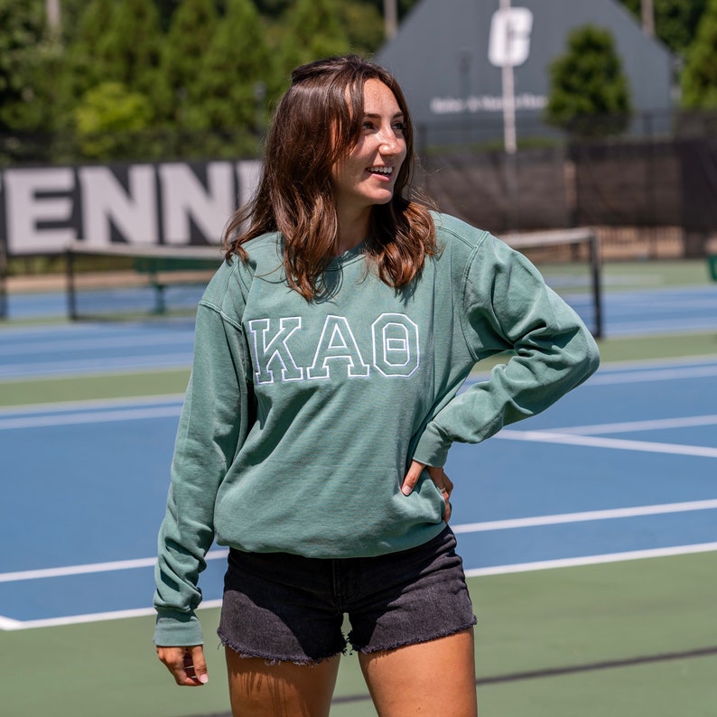 Varsity Greek Letter Embroidered Sorority Crewneck Sweatshirt / Crew Neck Sweatshirt / Big Little Family Letter Sweatshirts