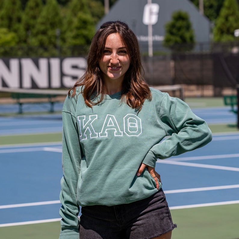 Varsity Greek Letter Embroidered Sorority Crewneck Sweatshirt / Crew Neck Sweatshirt / Big Little Family Letter Sweatshirts