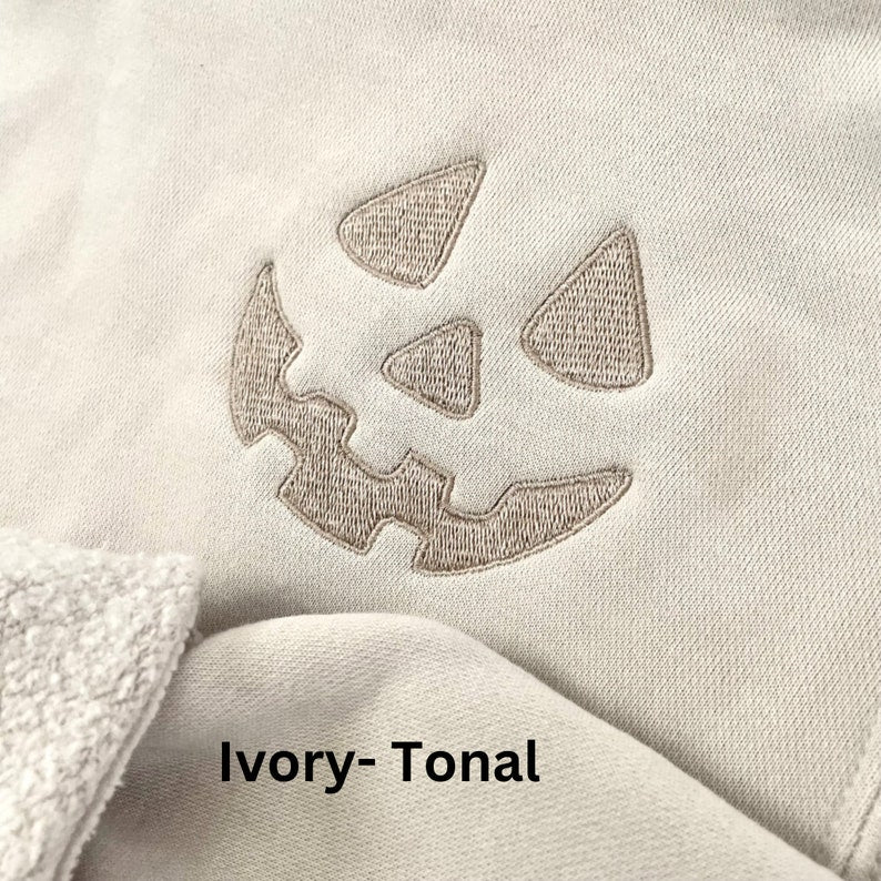 Halloween Pumpkin Face Crewneck Sweatshirt, Embroidered Jackolantern Pullover, Tonal Spooky Season Sweater, Trendy Fall Apparel, Unisex il_794xN.5255621606_cxvl.jpg