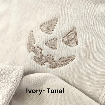 Halloween Pumpkin Face Crewneck Sweatshirt, Embroidered Jackolantern Pullover, Tonal Spooky Season Sweater, Trendy Fall Apparel, Unisex il_794xN.5255621606_cxvl.jpg