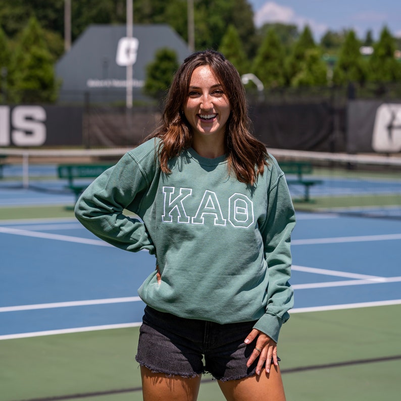Varsity Greek Letter Embroidered Sorority Crewneck Sweatshirt / Crew Neck Sweatshirt / Big Little Family Letter Sweatshirts