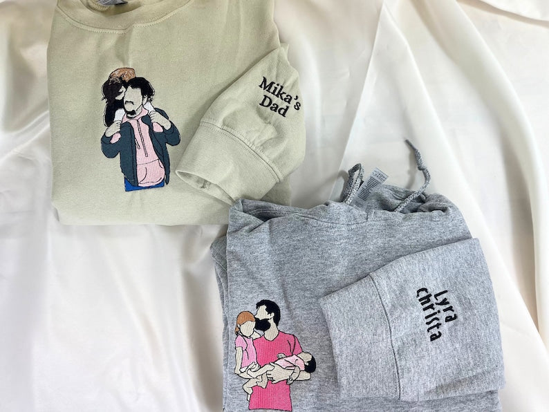 Custom Embroidered Family Portrait Shirt - Father's Day Gift - Personalized Dad Shirt - Embroidered Photo Shirt - Comfort Color Music Shirt il_794xN.5314273738_nnea.jpg