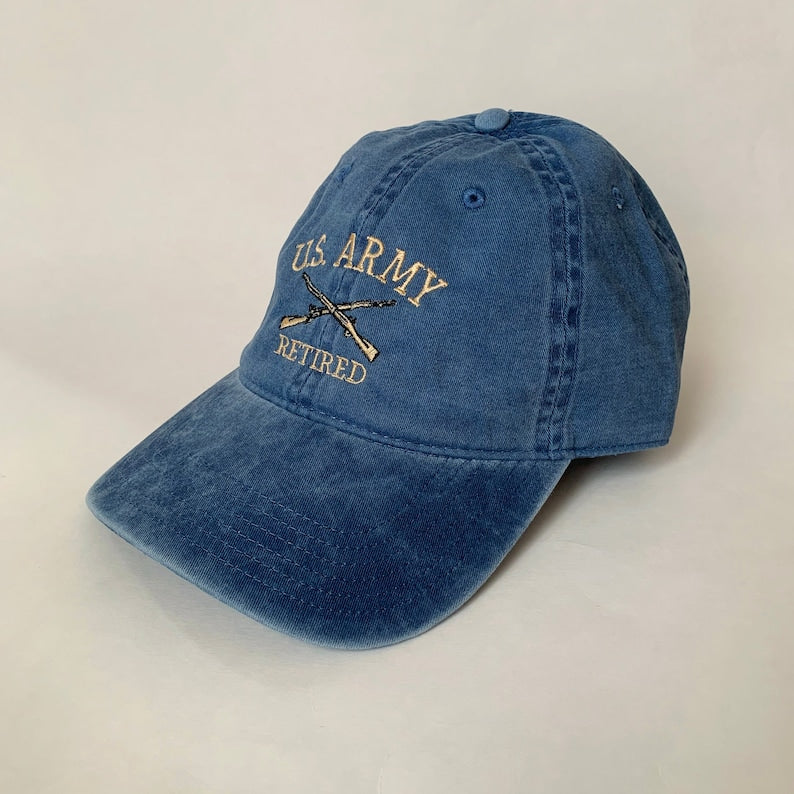 United States Army Retired Embroidered Dad Hat Military Veteran Baseball Cap, Army Retirement Gift, Patriotic Washed Cotton Unisex Casual Cap