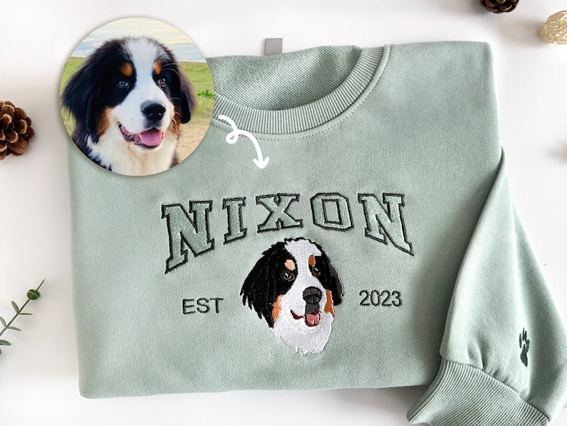 Pet Embroidered Sweatshirt, Embroidered Dog Hoodie, Custom Dog Face Embroidered Sweatshirt From Photo, Pet Lovers Gift, Mother Day Gift il_794xN.5344528047_h5w9.jpg?v=1743397381