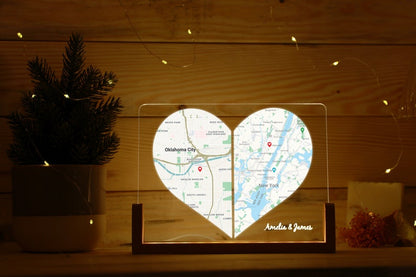 Custom Two Location Heart Night Light - Engaged Gift for Her - Long Distance Relationship Gift - Anniversary Gift for Her - Personalized Map il_794xN.5368791324_ck01.jpg