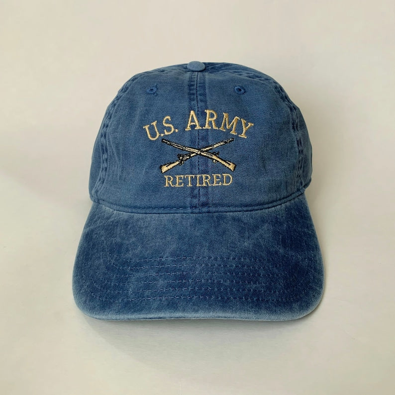 United States Army Retired Embroidered Dad Hat Military Veteran Baseball Cap, Army Retirement Gift, Patriotic Washed Cotton Unisex Casual Cap