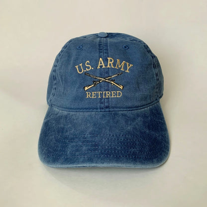 United States Army Retired Embroidered Dad Hat Military Veteran Baseball Cap, Army Retirement Gift, Patriotic Washed Cotton Unisex Casual Cap