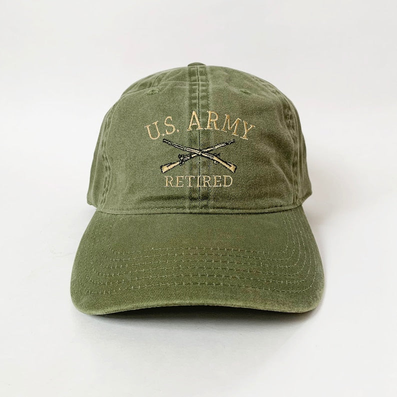 United States Army Retired Embroidered Dad Hat Military Veteran Baseball Cap, Army Retirement Gift, Patriotic Washed Cotton Unisex Casual Cap