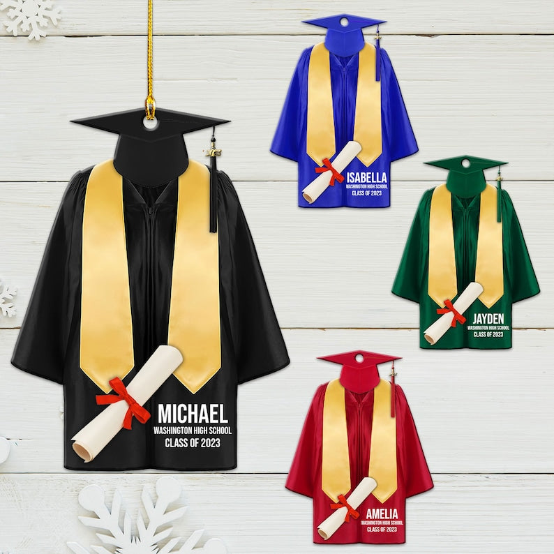Graduation Ornaments, Personalized Graduation Gown Flat Ornament, Graduation Keepsake, Gifts for Graduate Him Her Friends il_794xN.5406607105_67jl.jpg