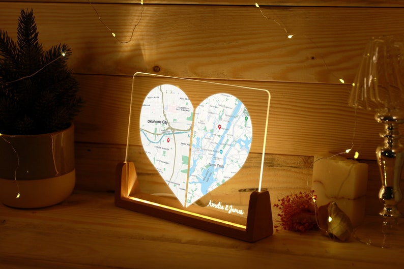 Custom Two Location Heart Night Light - Engaged Gift for Her - Long Distance Relationship Gift - Anniversary Gift for Her - Personalized Map il_794xN.5416992675_ntsd.jpg