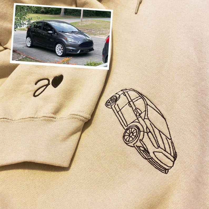 Custom Embroidered Car Outline Sweatshirt From Your Photo, Embroidered Car Hoodie, Custom Car Sweater, Car Lover Hoodie or Tee il_794xN.5418060524_3s5q.jpg?v=1743397354