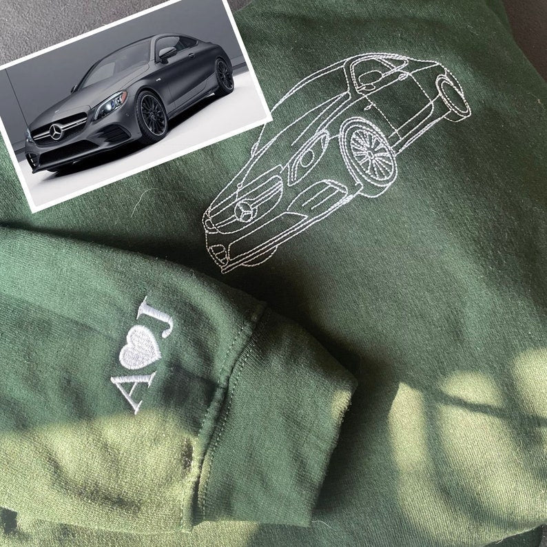 Custom Embroidered Car Outline Sweatshirt From Your Photo, Embroidered Car Hoodie, Custom Car Sweater, Car Lover Hoodie or Tee il_794xN.5418060726_5jn8.jpg?v=1743397353